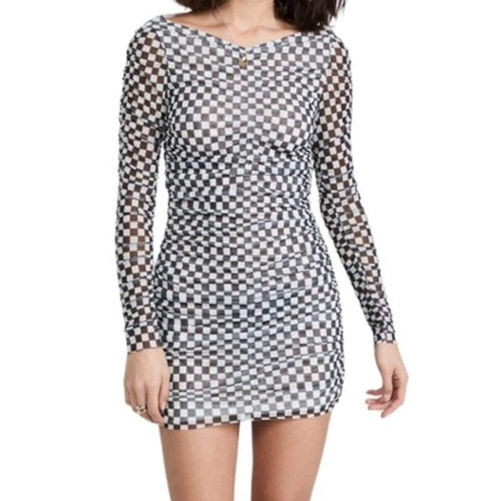 Baum Und Pferdgarten Juneaux Black Checkered Bodycon Dress XXS